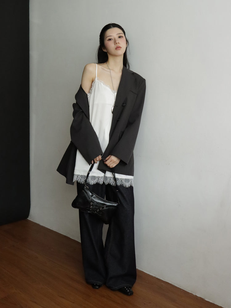 💗7th ANN.💗高質蕾絲邊光澤感連身裙