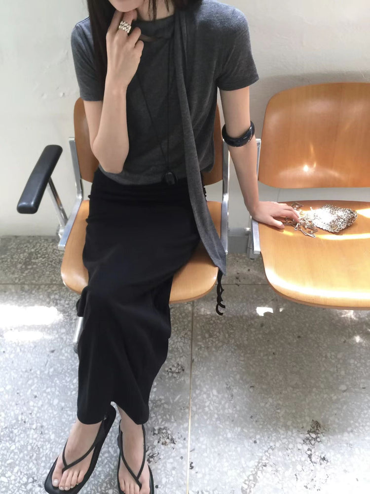 微透圍巾細節上衣