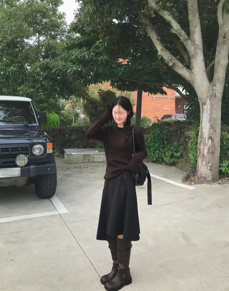 不對稱下擺設計感半裙