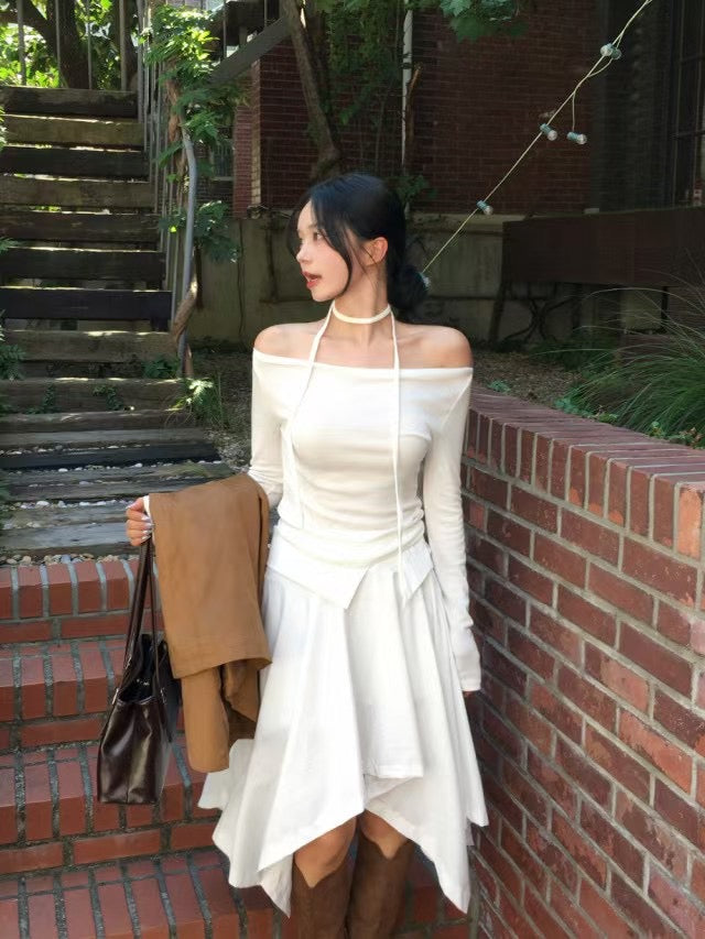 不對稱下擺設計感半裙