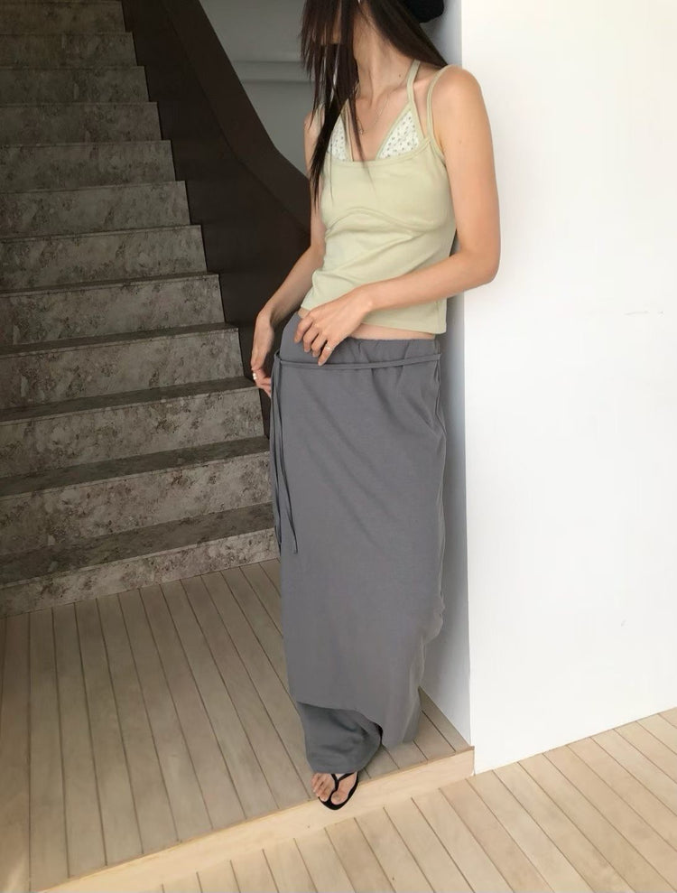 小碎花胸壓線細節雙層背心