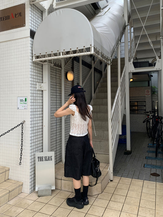 低調條紋五分褲