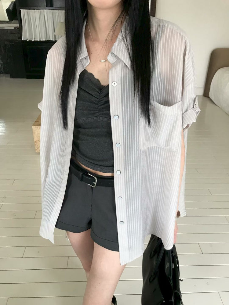微透條紋袖扣襯衫