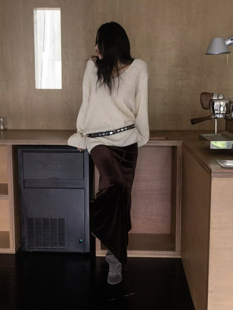 高質絲絨直身及踝裙