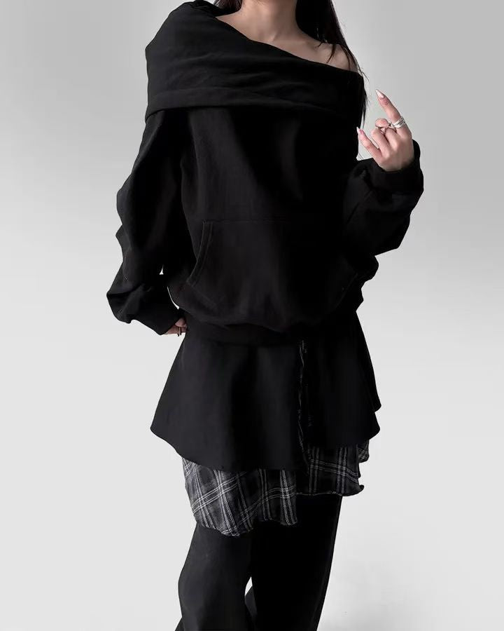 FW美肩垂領連帽衛衣