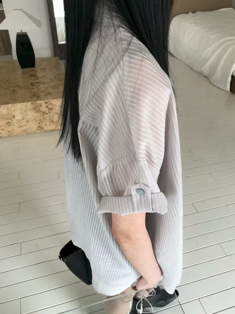 微透條紋袖扣襯衫