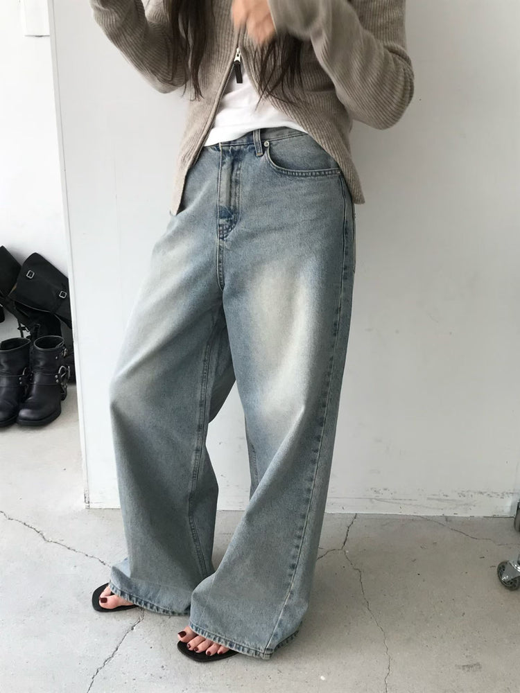 高質復古美色牛仔闊褲