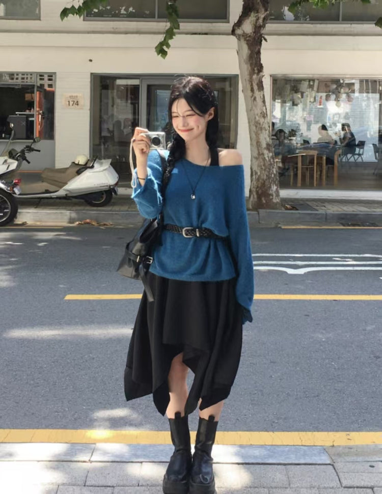 不對稱下擺設計感半裙