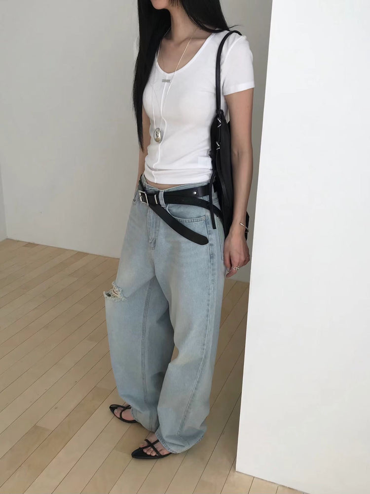 前後兩穿鐵扣中壓線細節上衣