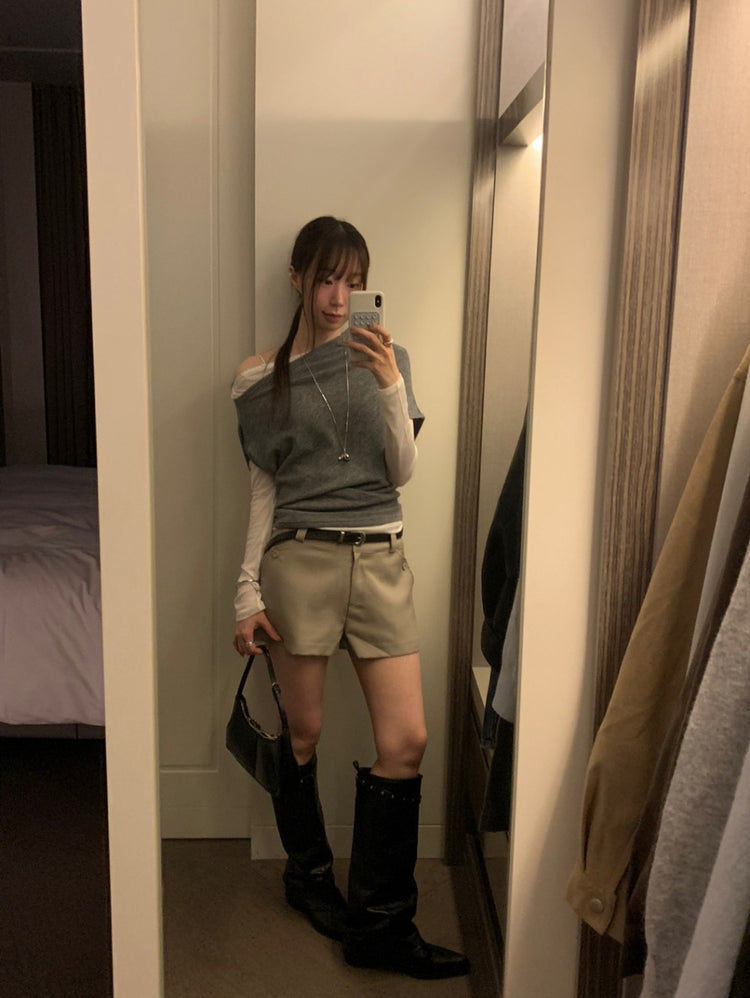 美肩堆堆細節修身上衣