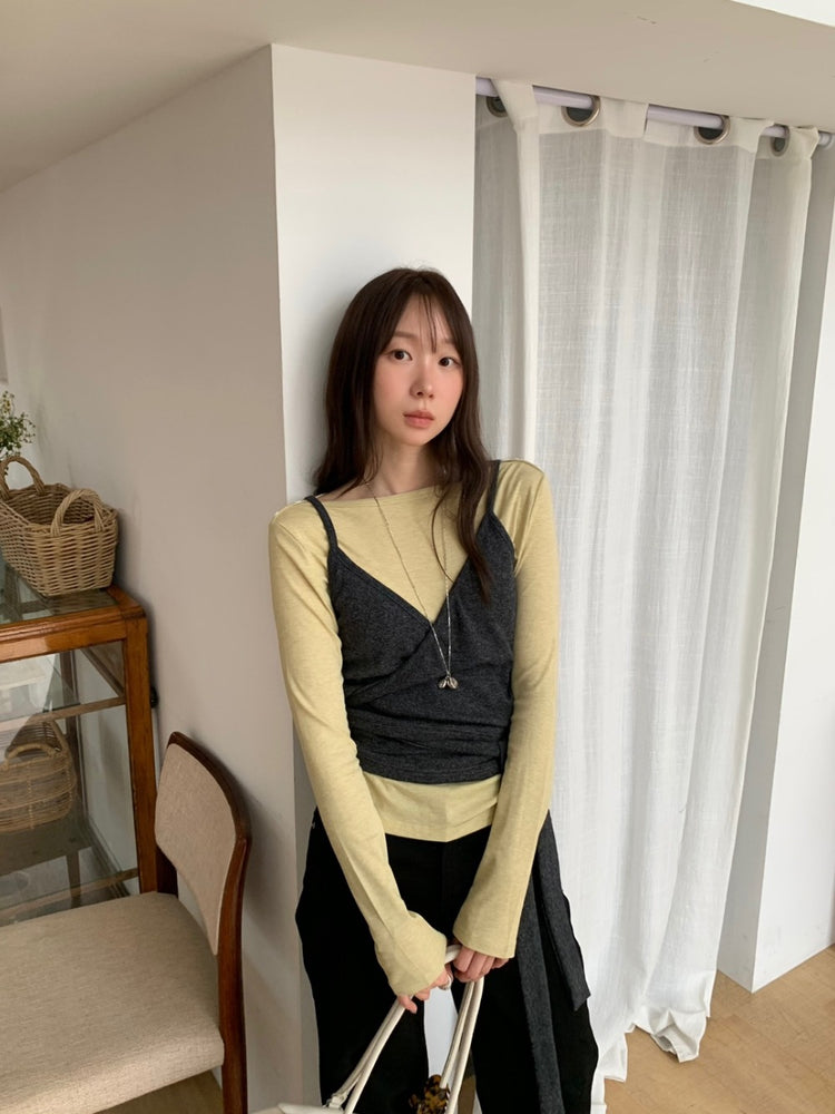 交疊綁帶吊帶上衣
