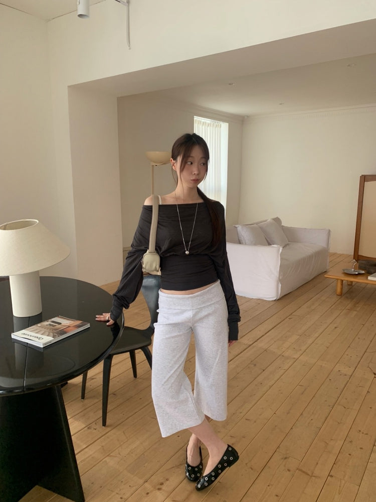美背露肩修腰細節上衣