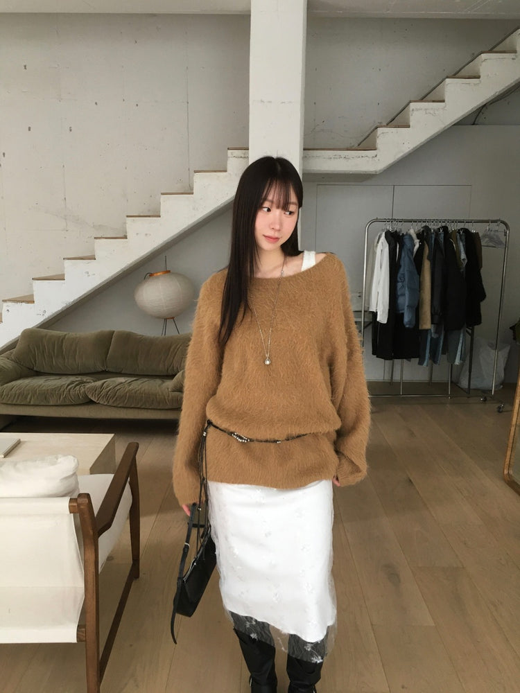 美肩毛流質感寬鬆毛衣