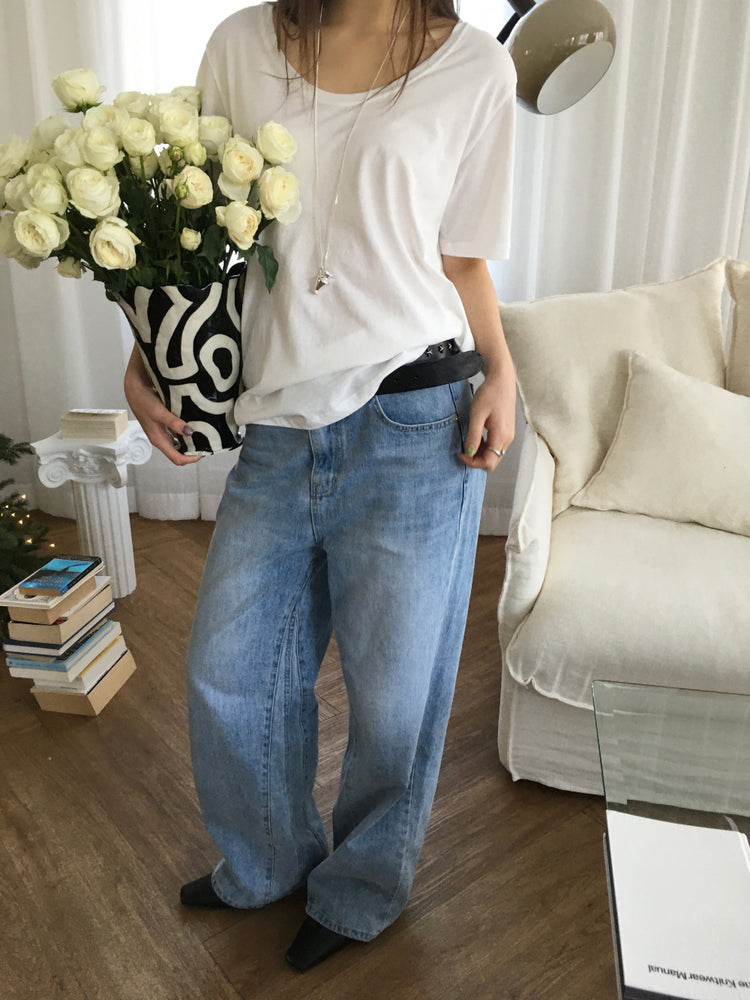 U領隨性寬鬆上衣