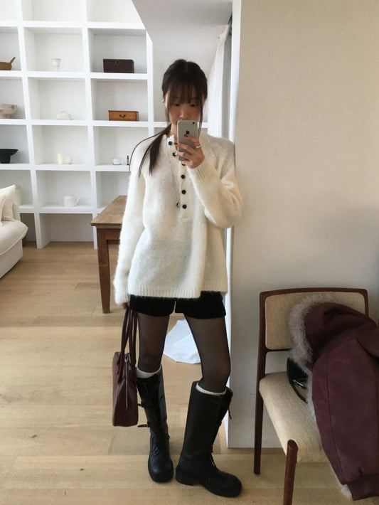 微立領美肩細節毛衣