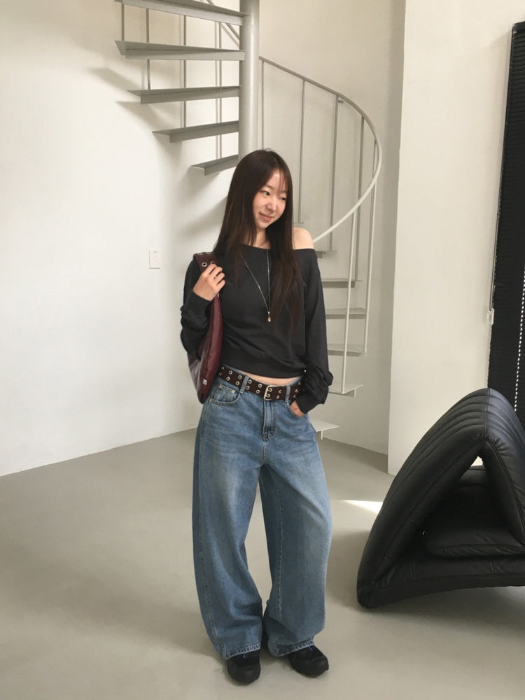 經典美刷色基礎直筒牛仔褲