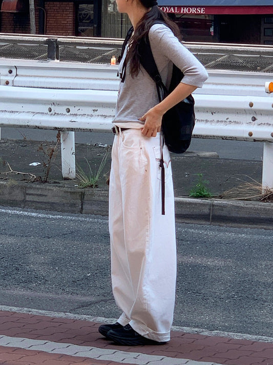 明線口袋細節繭型褲