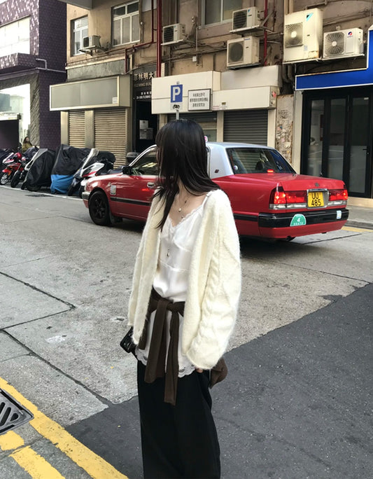 暗菱格紋理針織外套