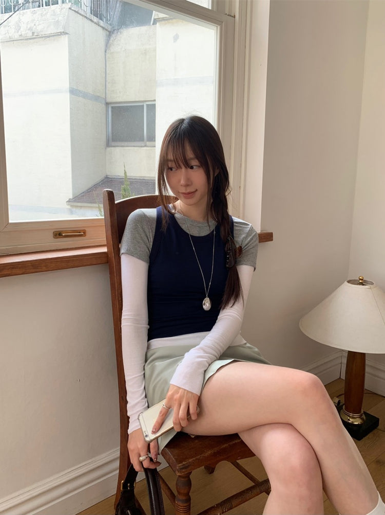 光澤感微傘短裙