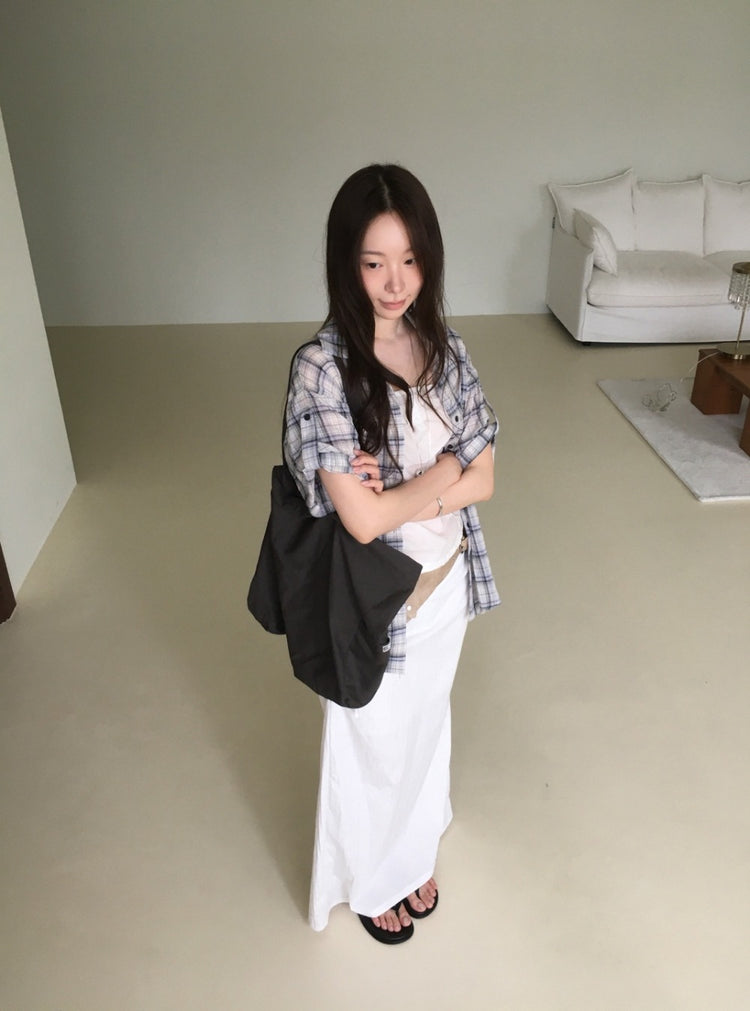 格紋袖扣細節襯衫