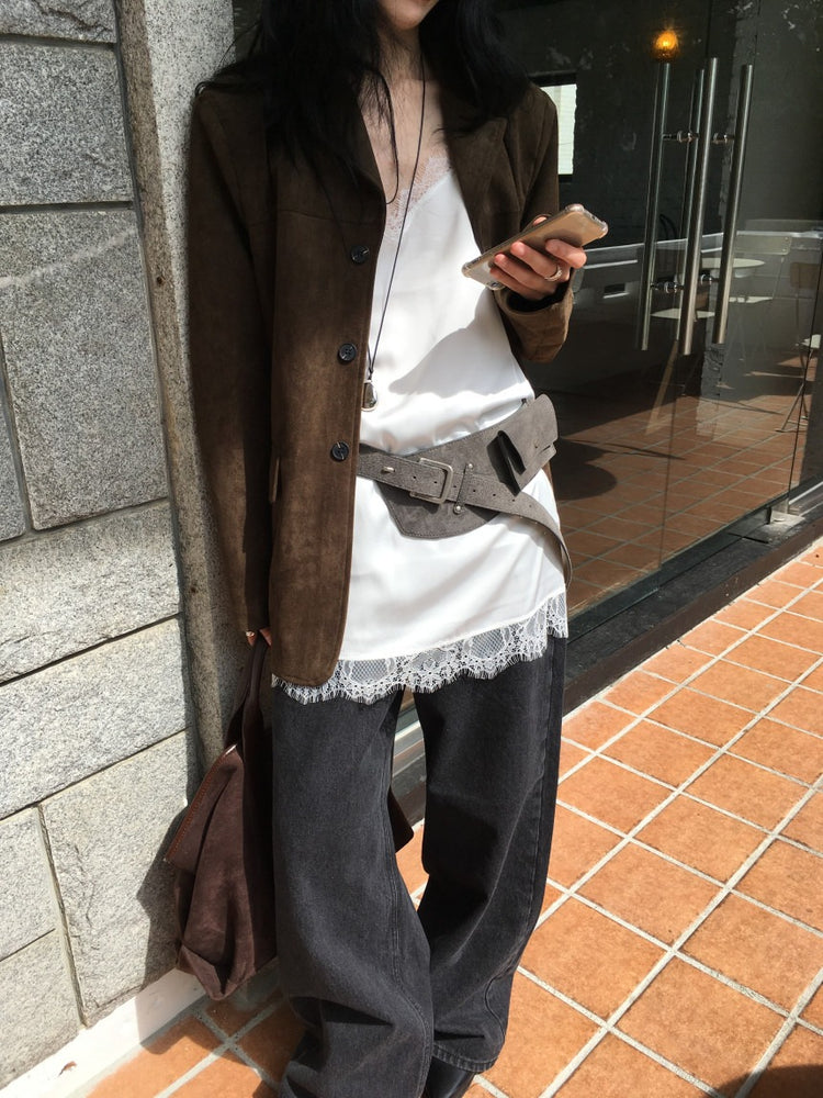 高質蕾絲邊光澤感連身裙