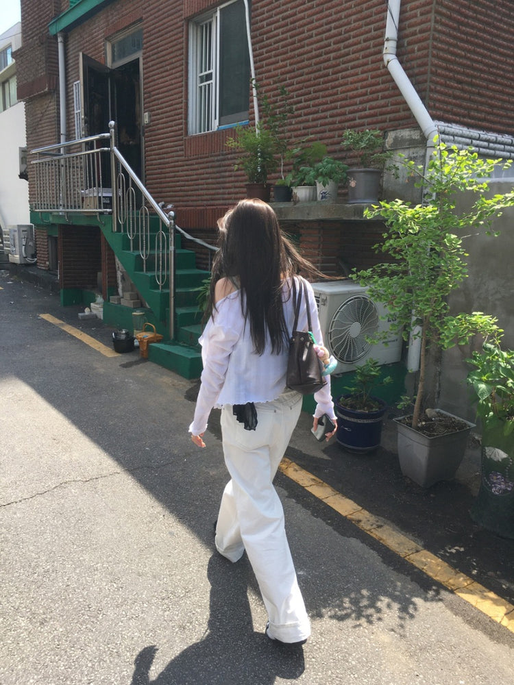 春季美色花邊細節排鈕外套