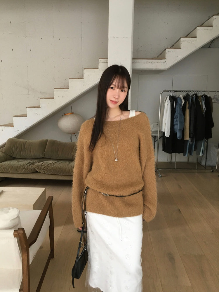 美肩毛流質感寬鬆毛衣