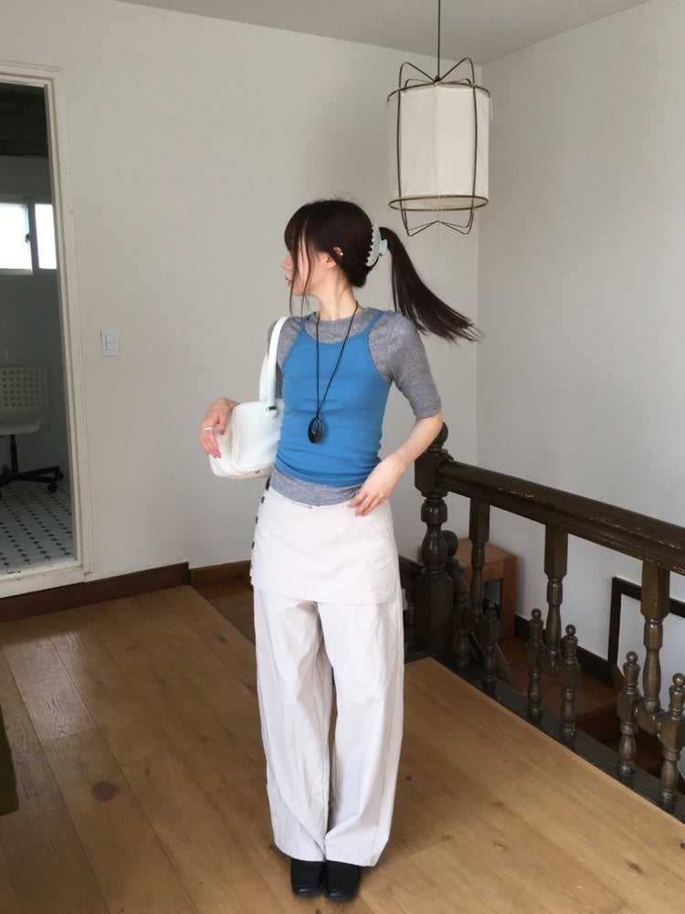 微透七分袖修身上衣