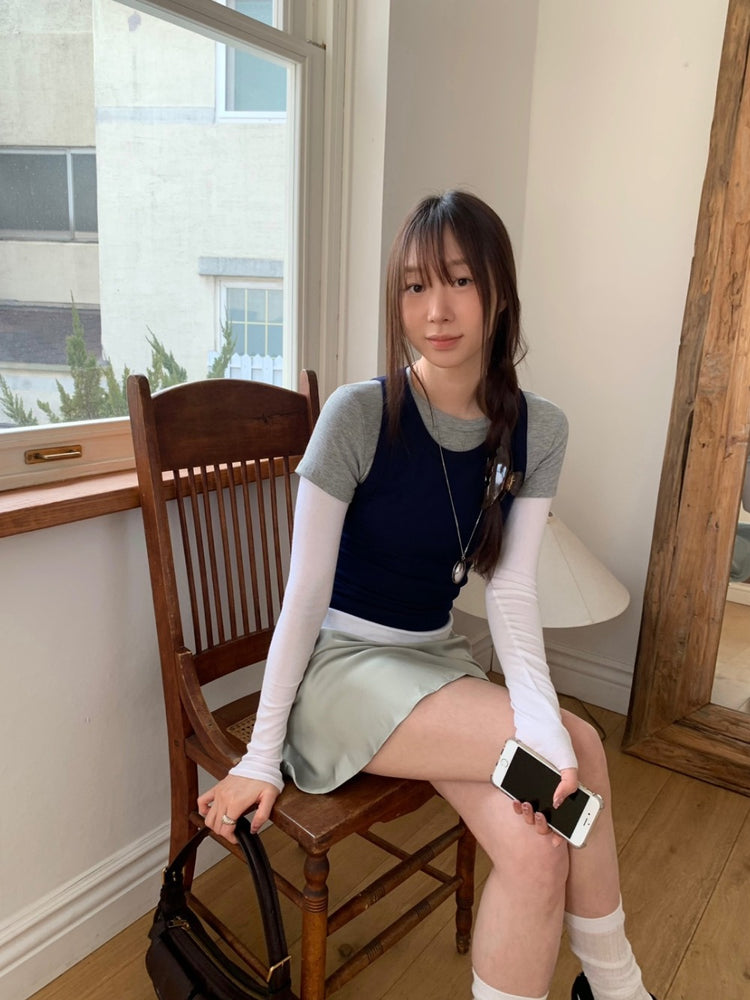 光澤感微傘短裙