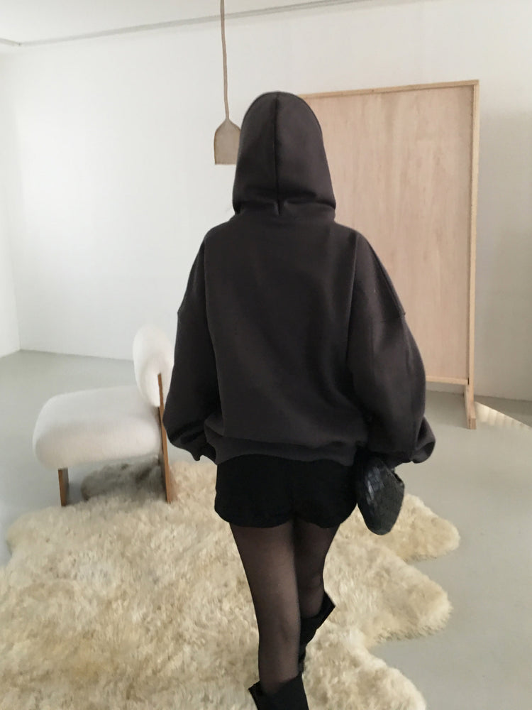 印花細節雙拉鏈連帽外套