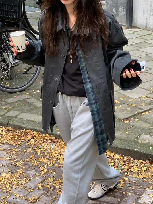 Unisex洗水復古口袋細節外套