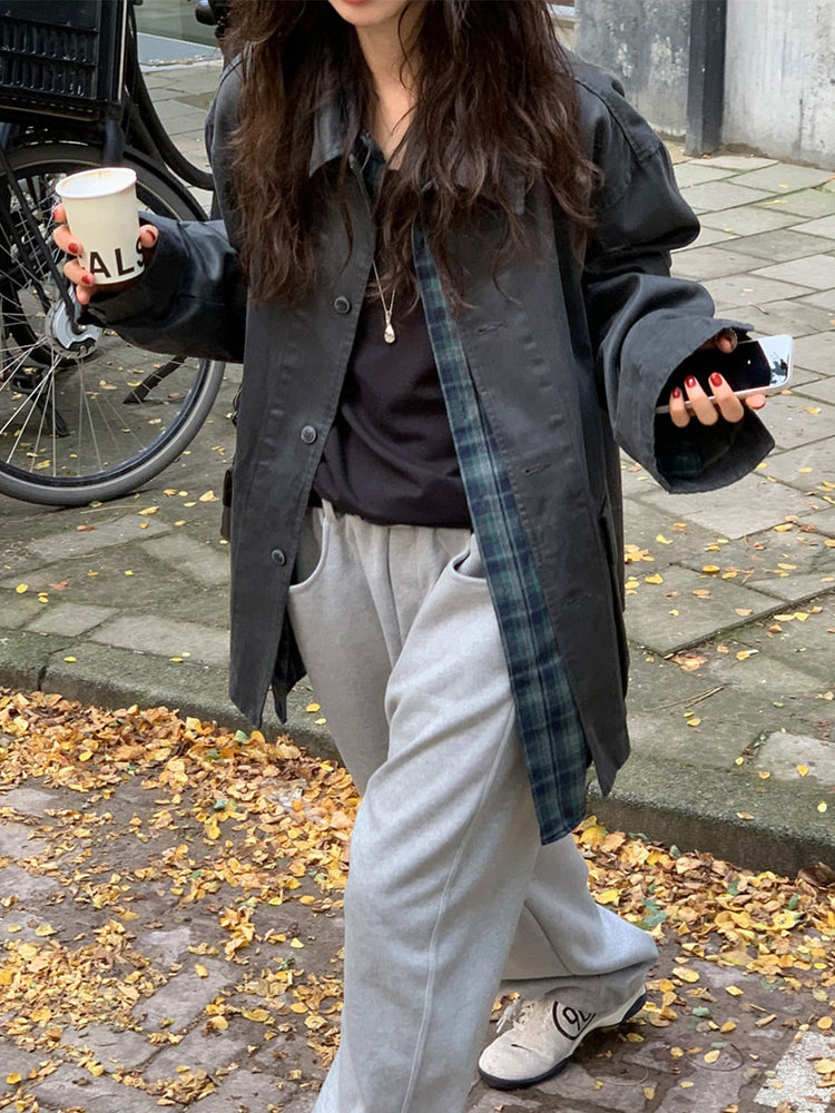 Unisex洗水復古口袋細節外套