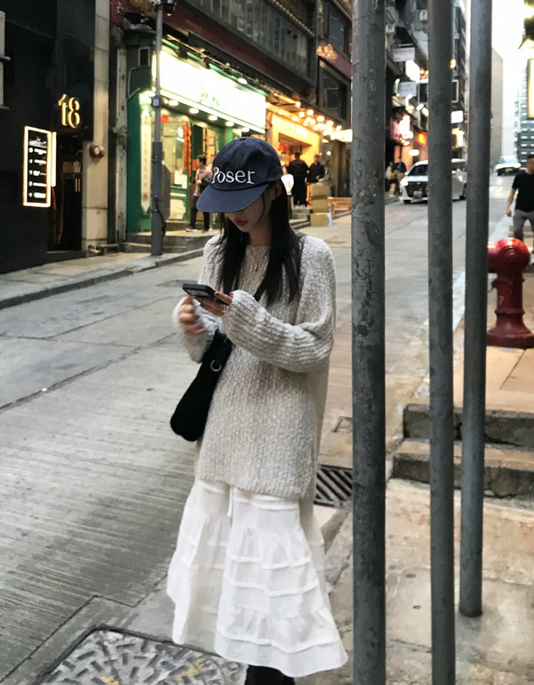 顆粒質感細節顯瘦針織衫