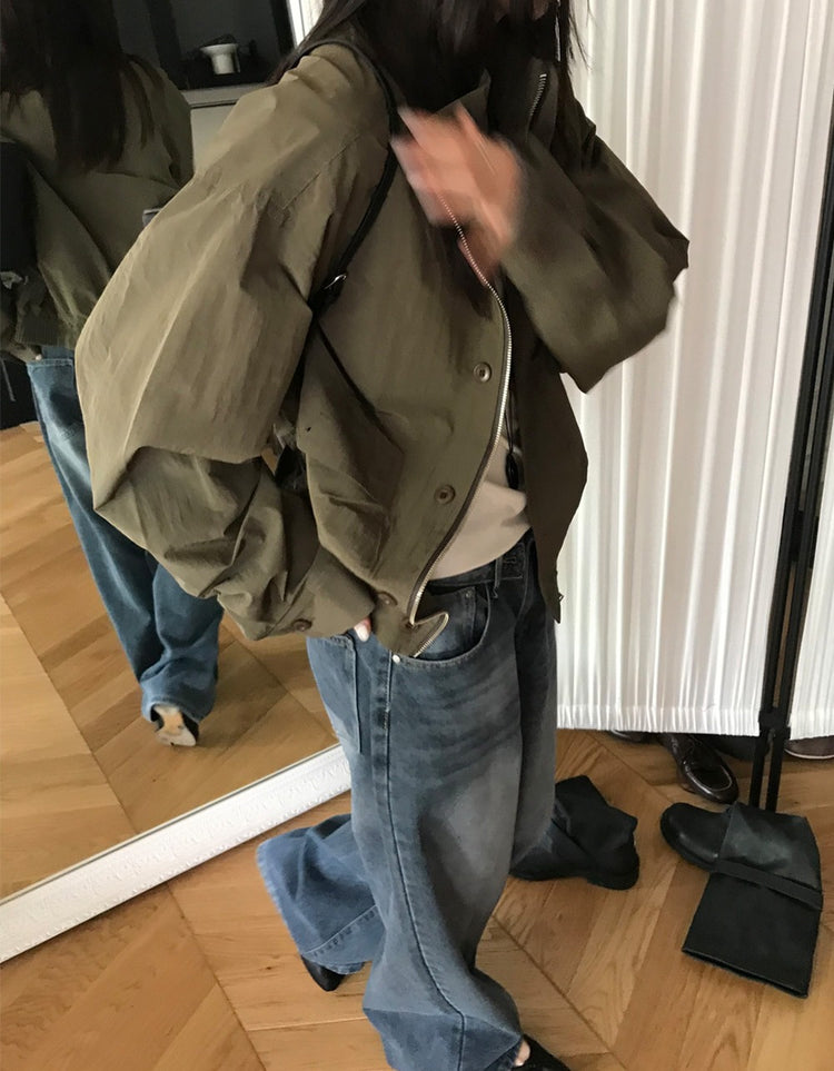 高質立領排鈕細節外套