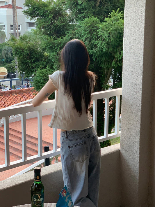 不修邊修腰細節針織上衣