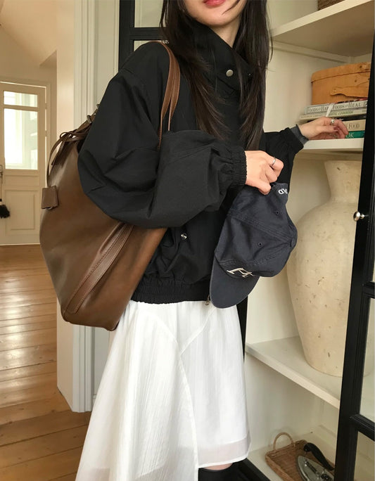 復古立領雙拉鏈細節外套