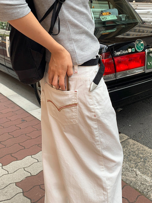明線口袋細節繭型褲
