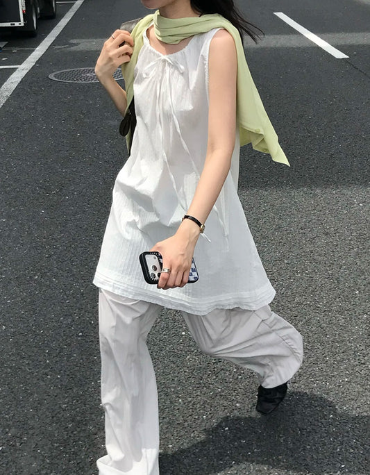 蕾絲邊坑紋細節連身裙