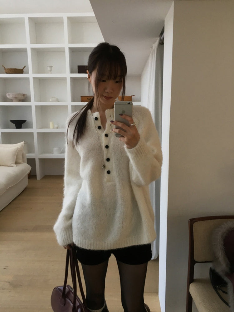 微立領美肩細節毛衣