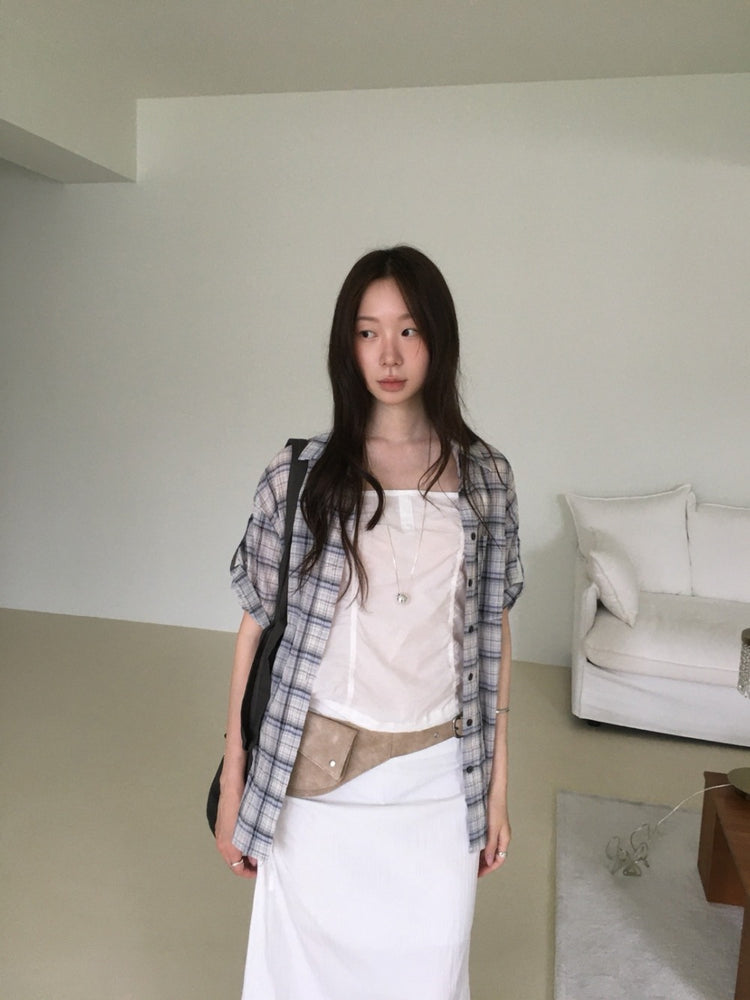 格紋袖扣細節襯衫