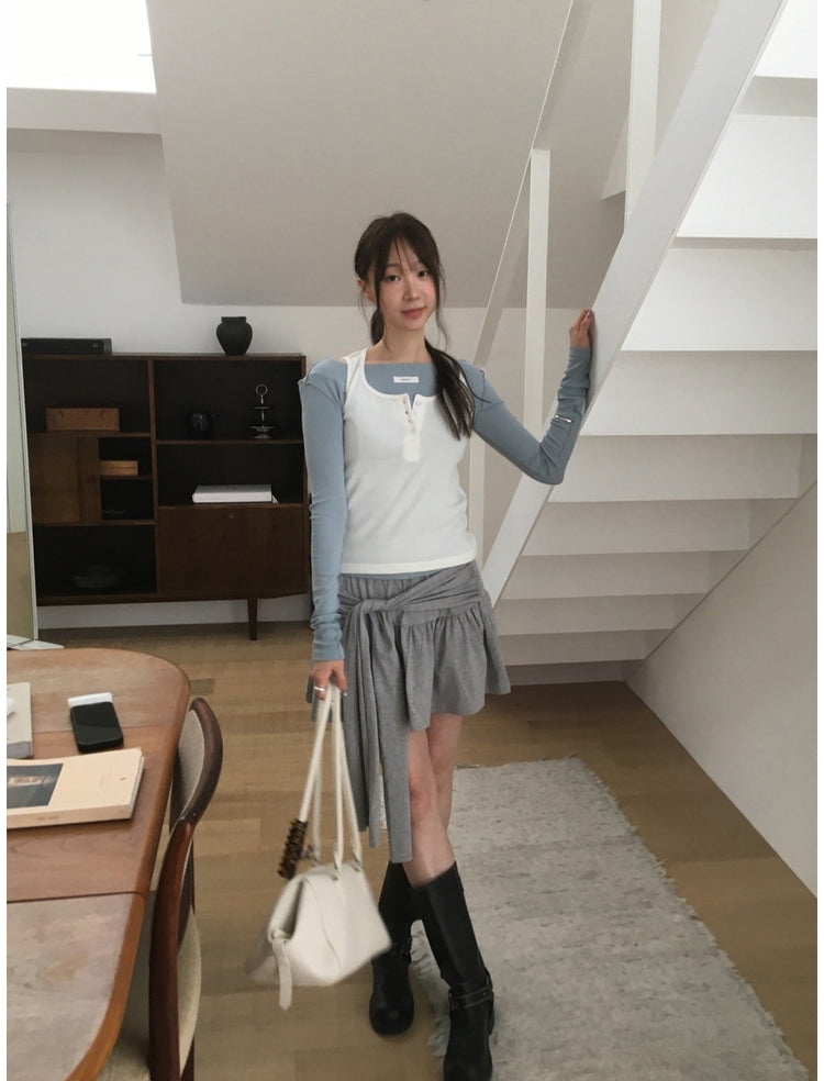美色船領標籤骨線細節上衣