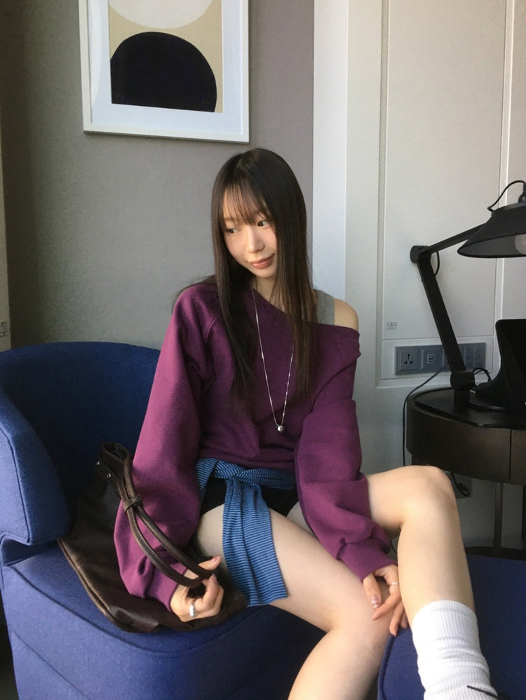 美色露肩細節衛衣