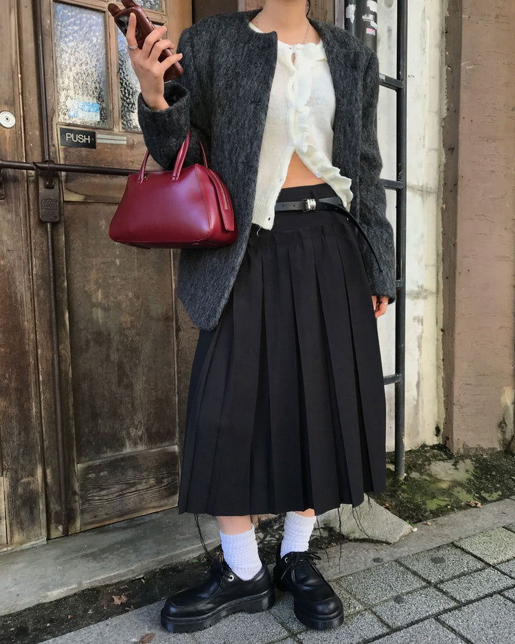 不修邊雙層細節百褶裙