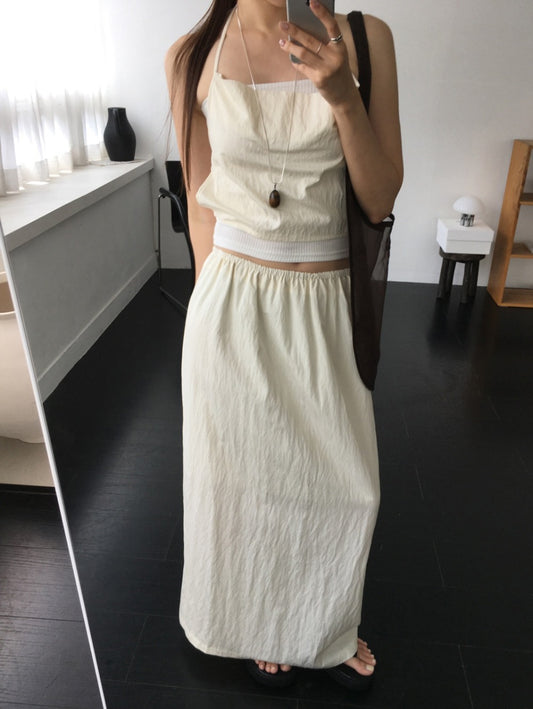 尼龍掛脖綁帶細節上衣