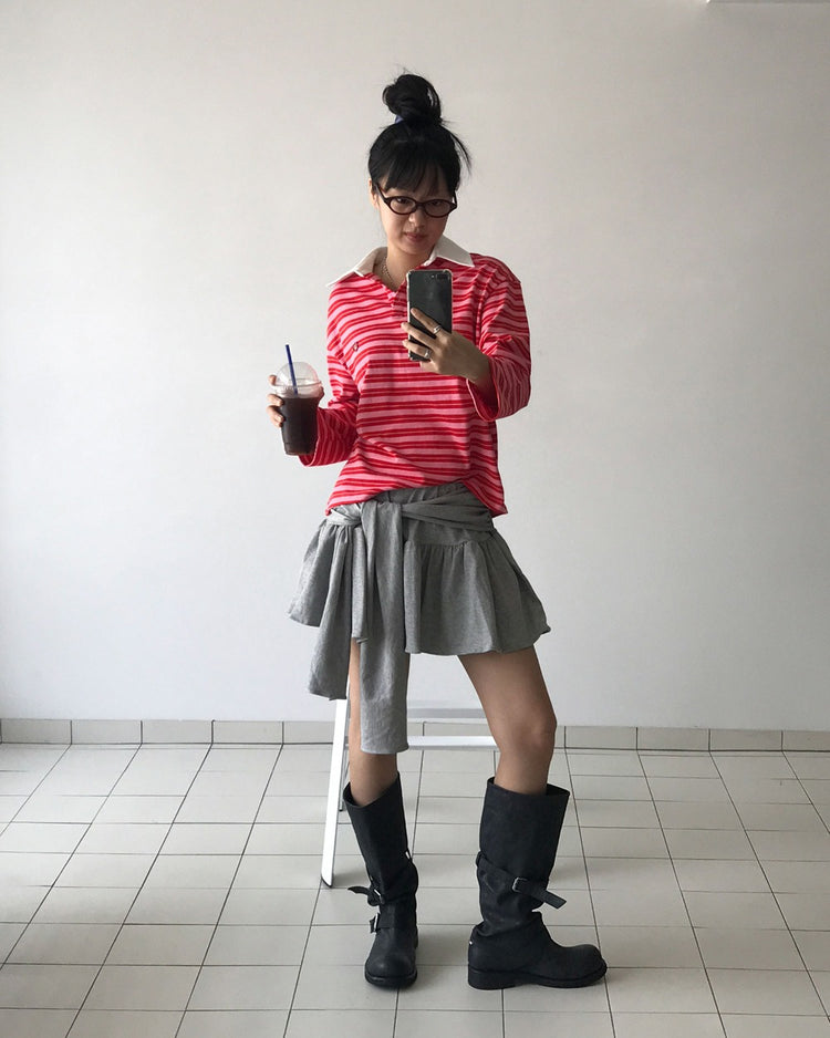 造型感綁腰細節棉裙