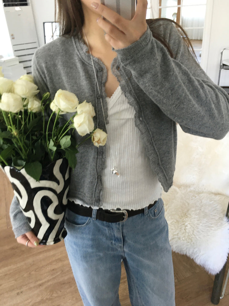 交疊蕾絲捲邊細節背心