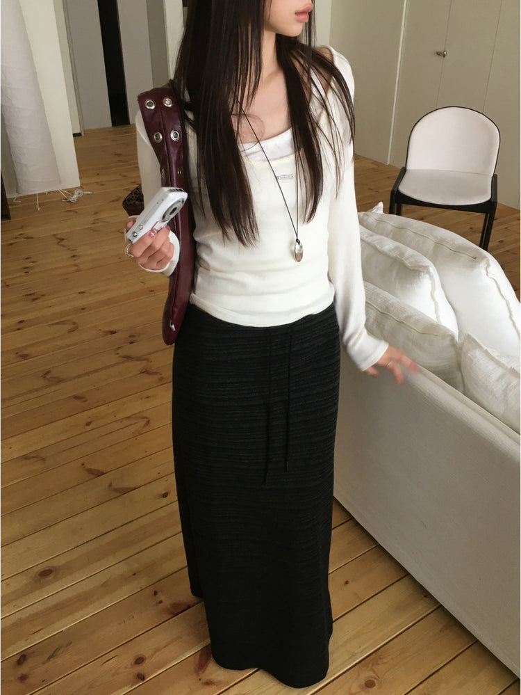 美色削肩基礎背心