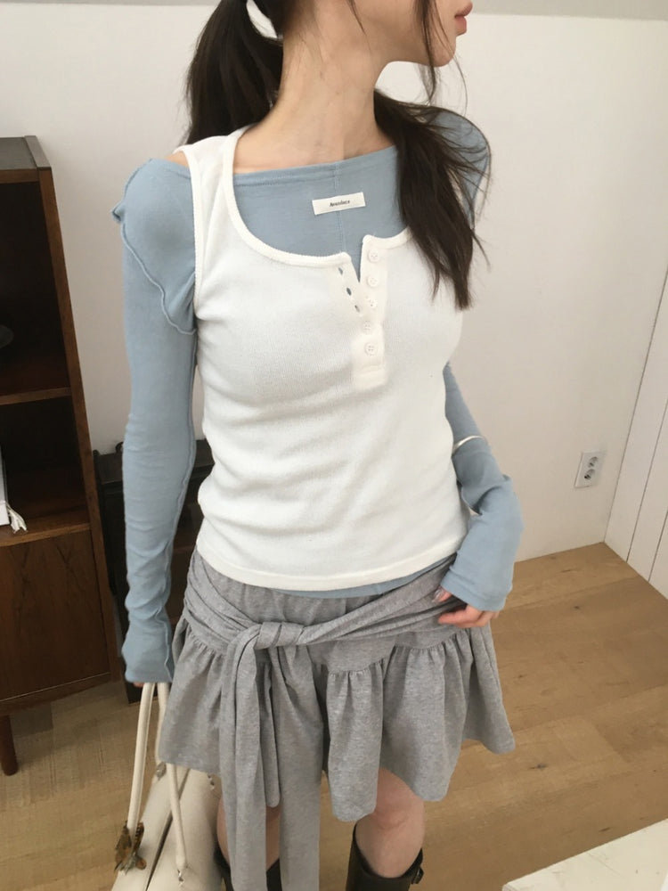 美色船領標籤骨線細節上衣