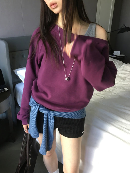 美色露肩細節衛衣