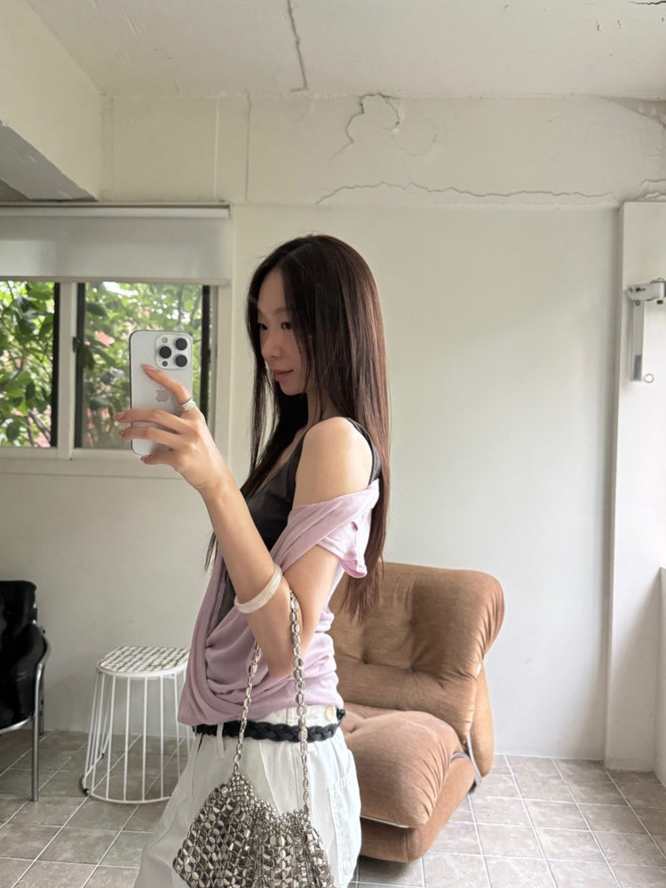 交疊扭結細節背心